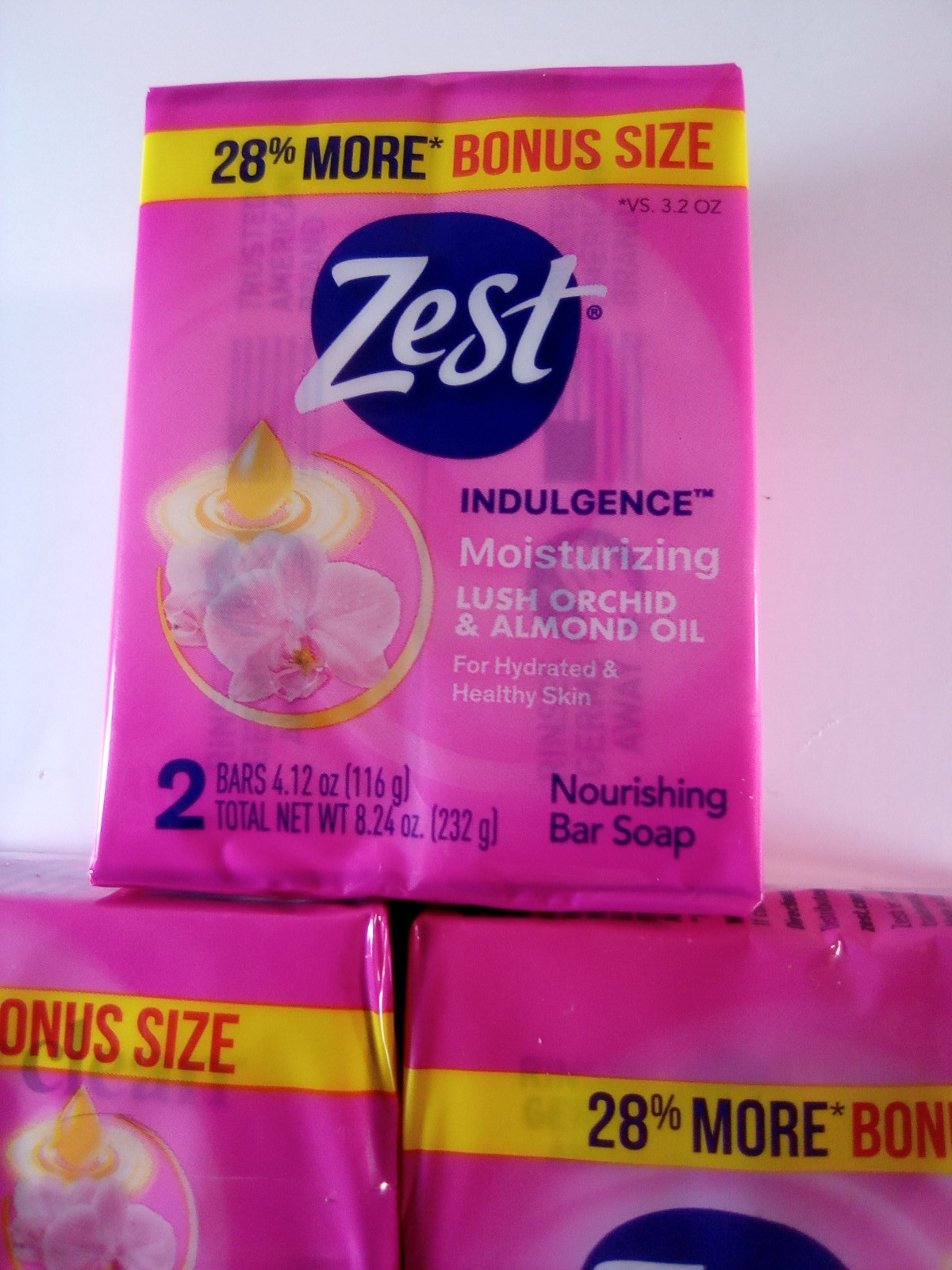 Zest Indulgence Deodorant Bars Lush Orchid & Almond Oil 6 Bars Total 4.12 oz.