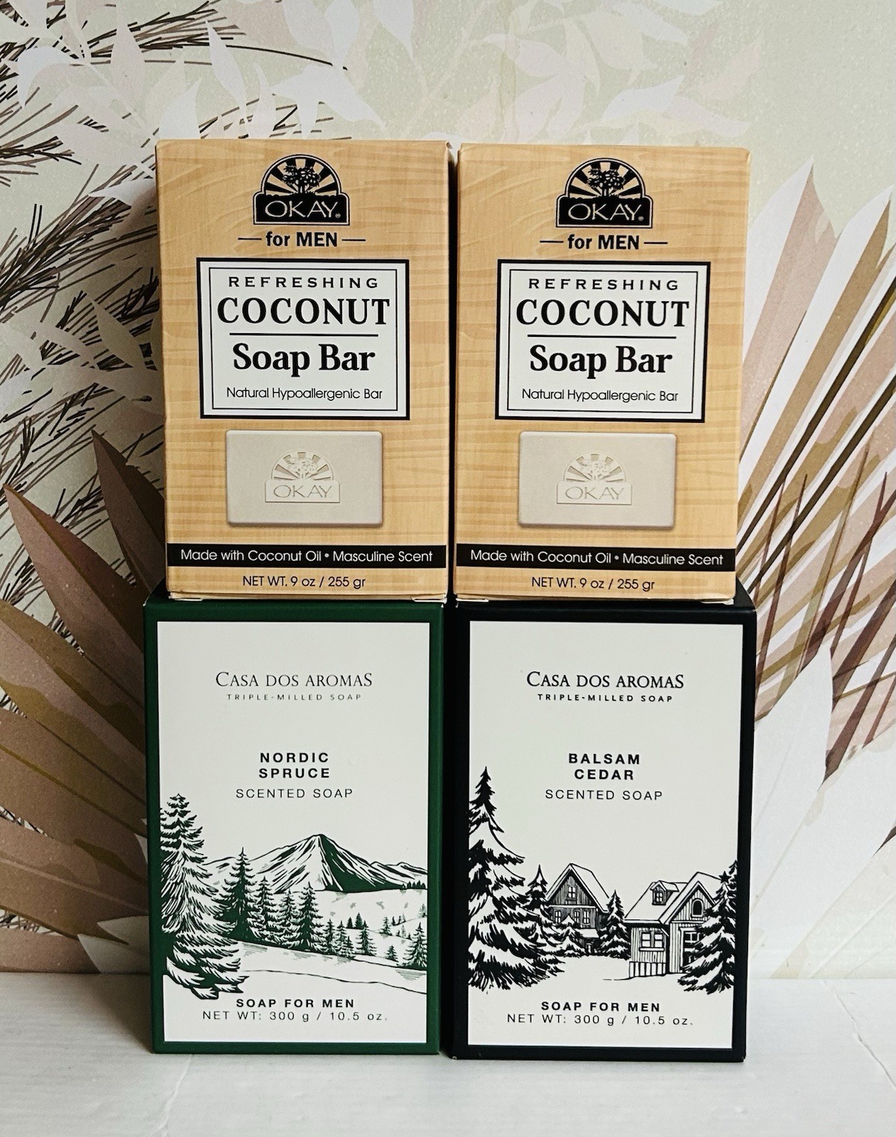 4-Pack Nordic Spruce, Balsam Cedar & Coconut Soap Bar Set