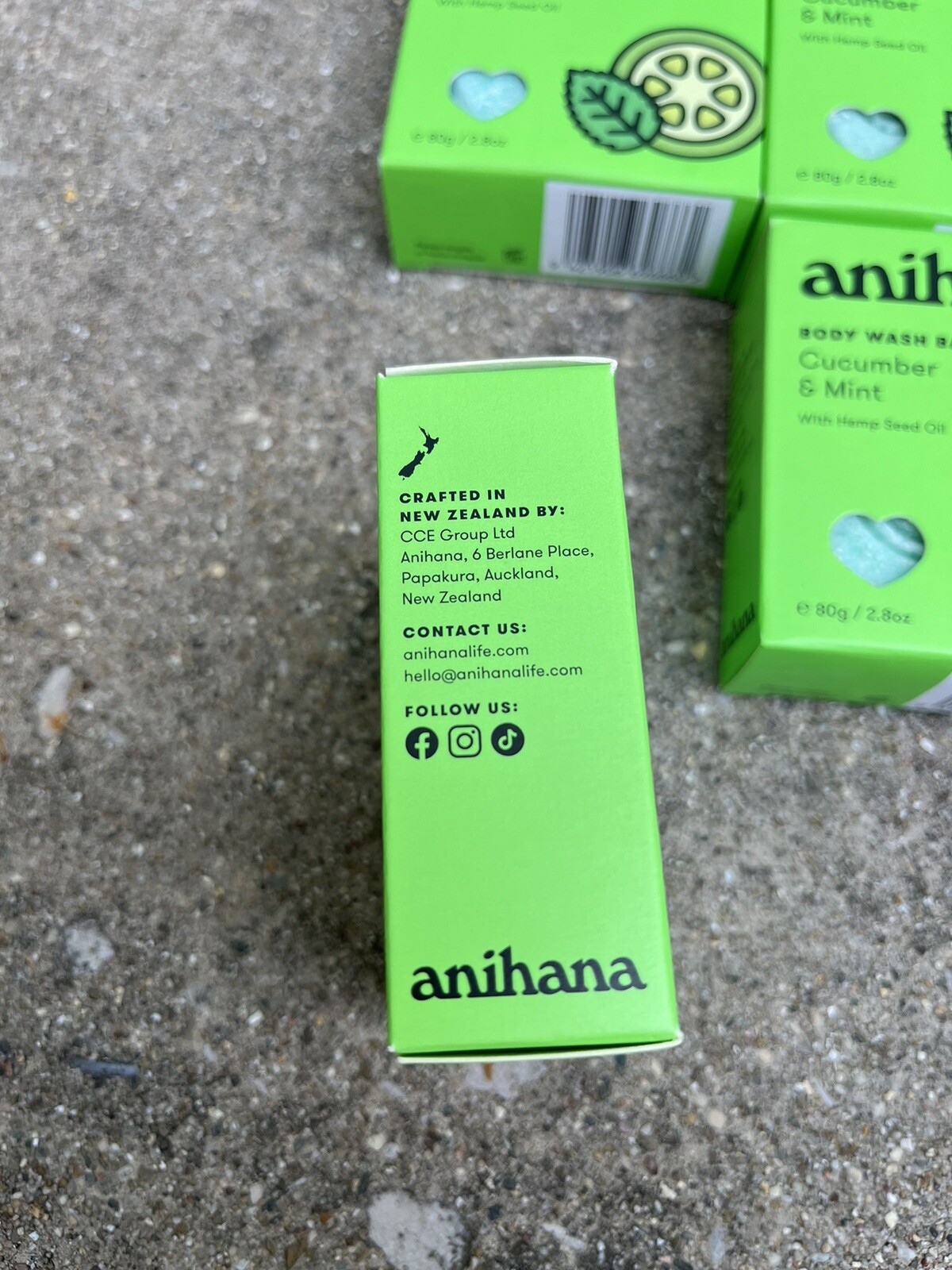 Lot of 4 ANIHANA Body Wash Bars – Cucumber & Mint – 2.8 oz/bar Hemp Seed Oil