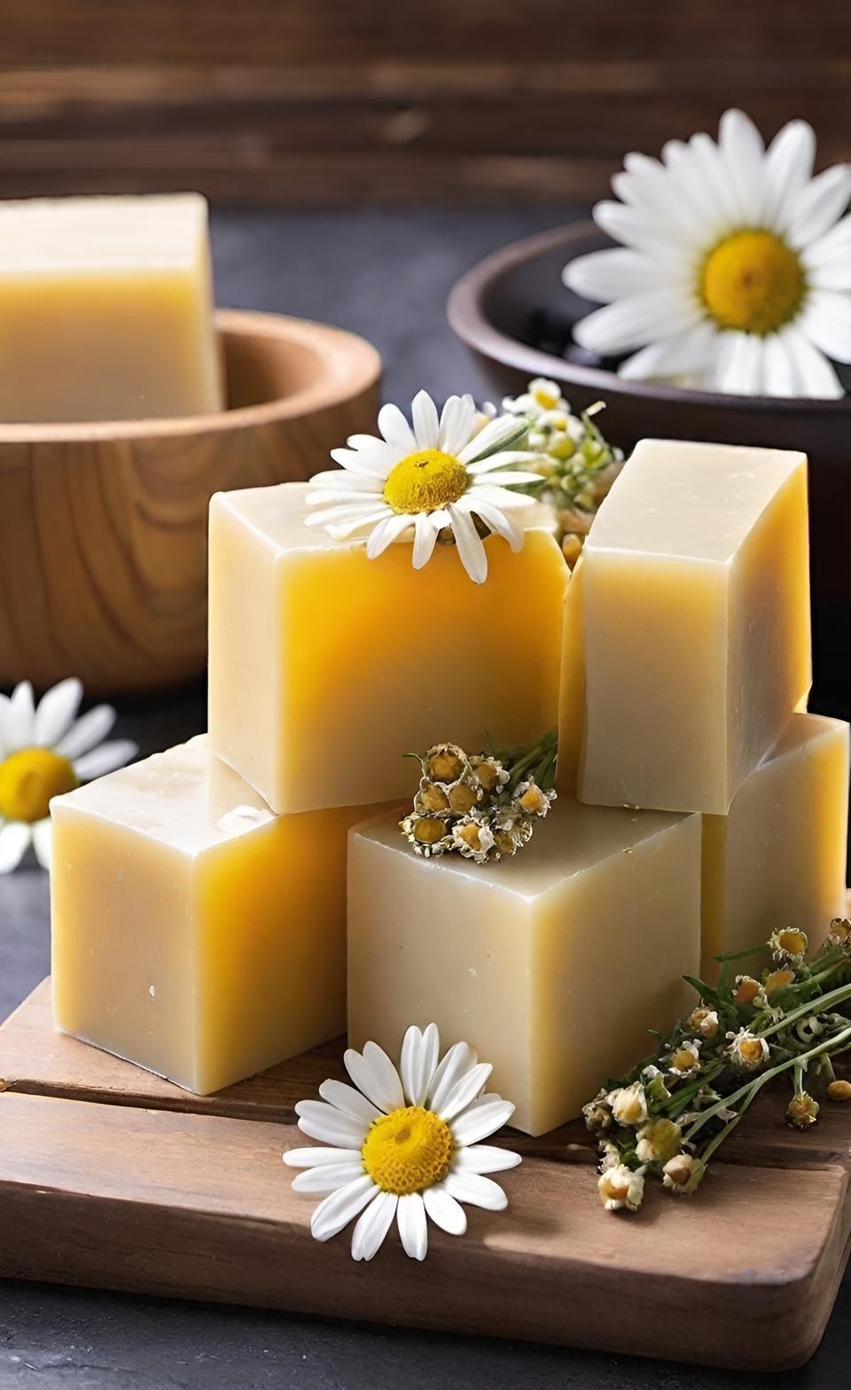 Chamomile Handmade Organic Soap Bar Natural Oil Wonderful Scent Premium Body Spa