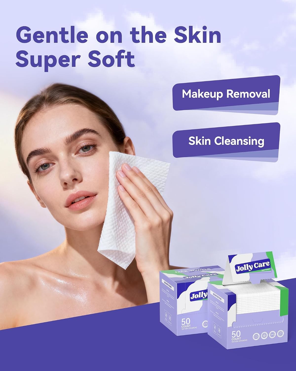 Disposable Face Towels, 10″×12″ XL Face Towelette Disposable, Soft Makeup