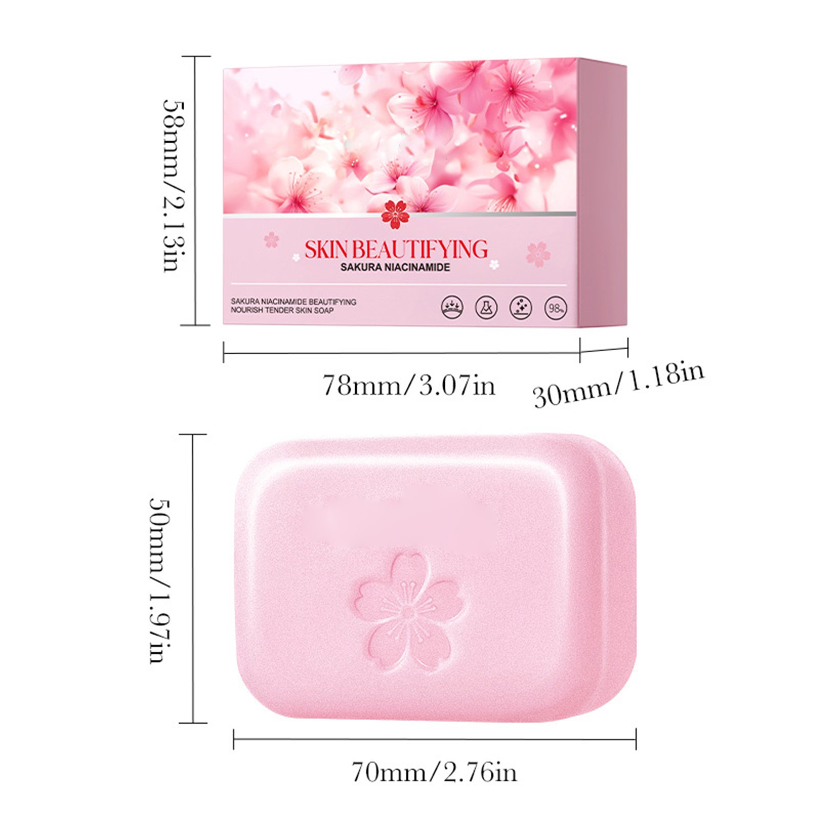 1Pcs Bath Soap Moisturising 100g Hydrating Sakura Soap Bar With Foaming Net