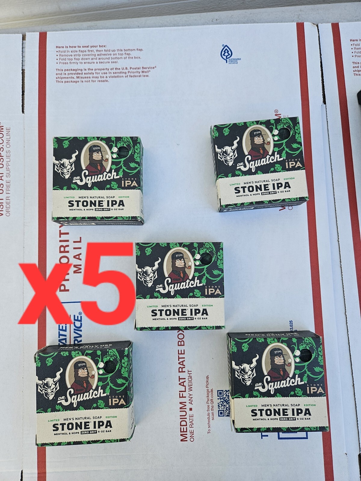 5x LOT- Dr. Squatch Limited Edition Stone IPA Menthol & Hops 5 oz Natural Soap