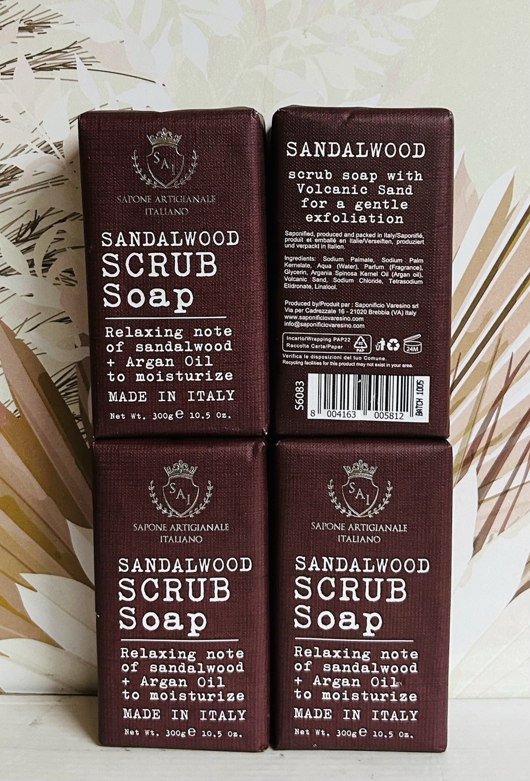 4-Pack Saponificio ~ Sandalwood Scrub Soap 10.5 oz Each