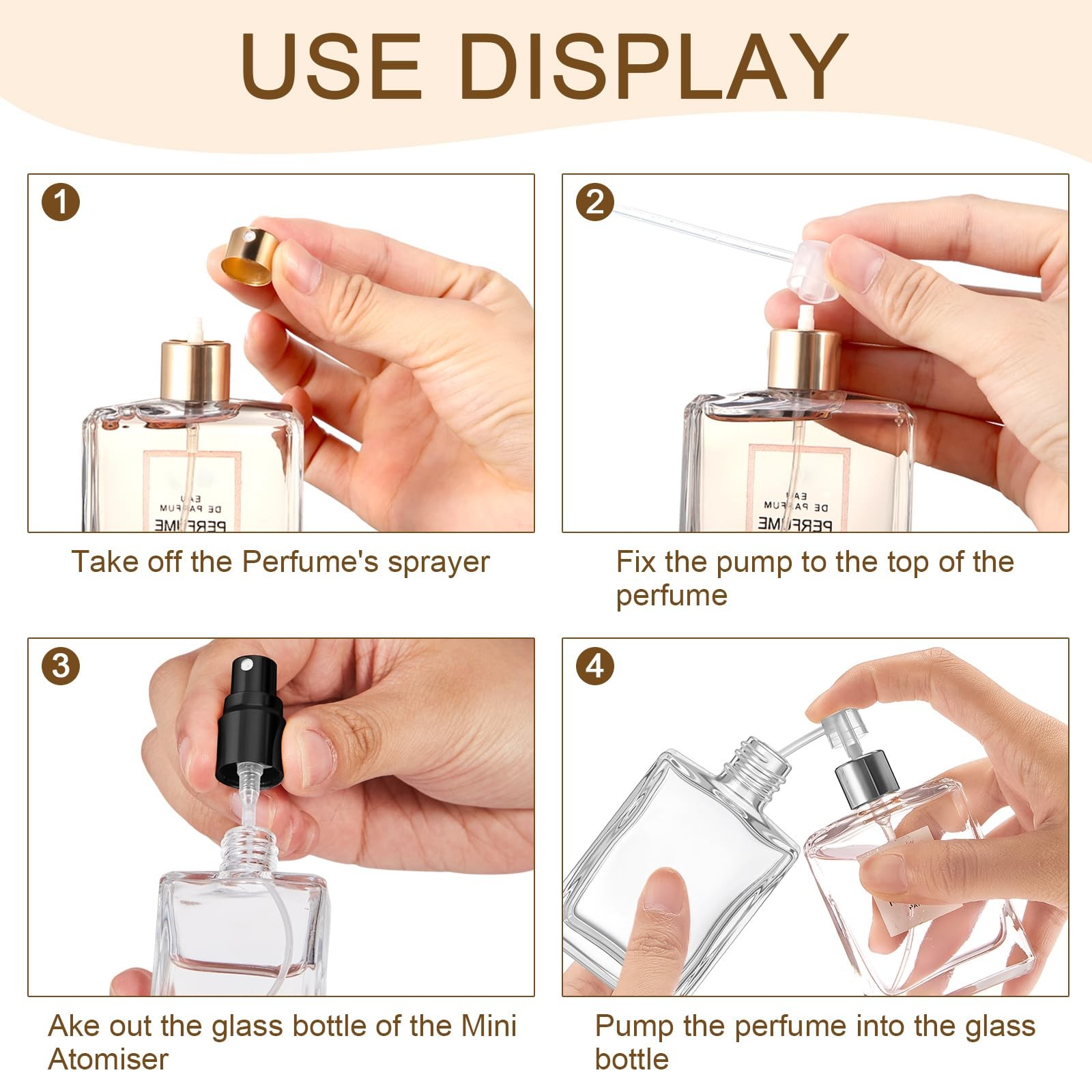 Domensi 60 pcs 15ml Glass Perfume Bottles Mini Spray Atomizer Refillable Travel