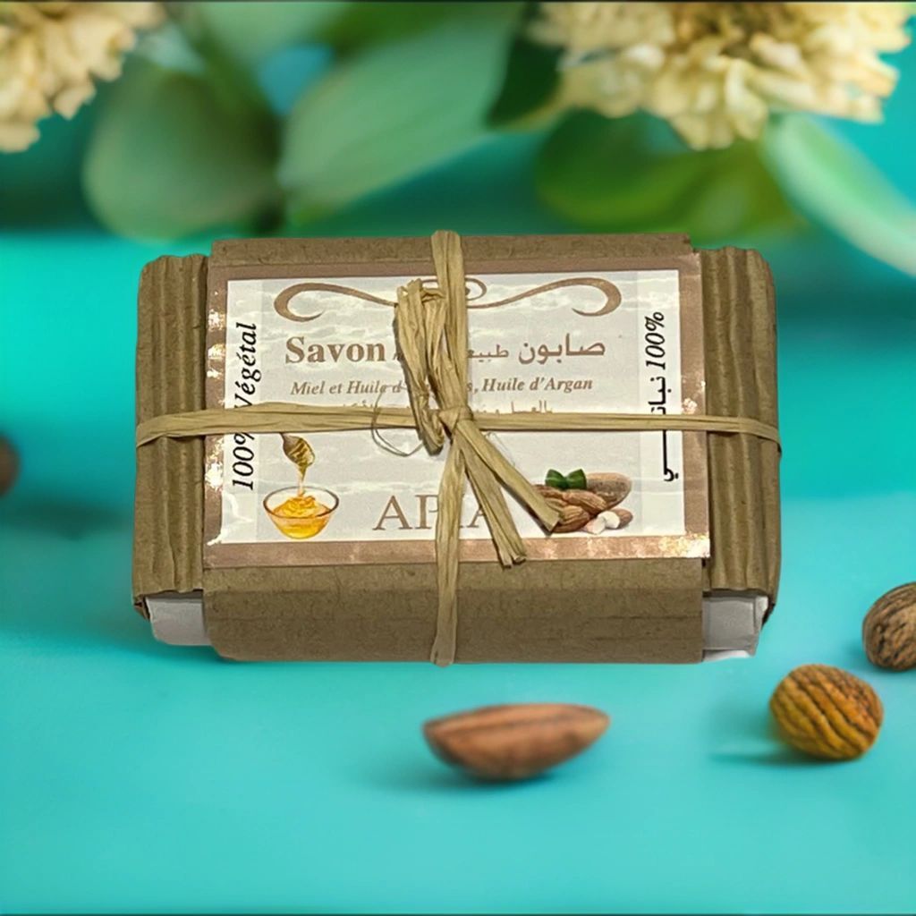 Argan, Honey & Almonds 100% All Natural Vegetal Soap – Made in Morocco – 100g
