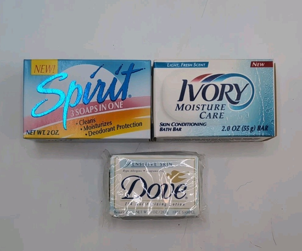 Lot Of 3 Vintage Deodorant Soap Bars 2oz/1oz Each New & Sealed NOS