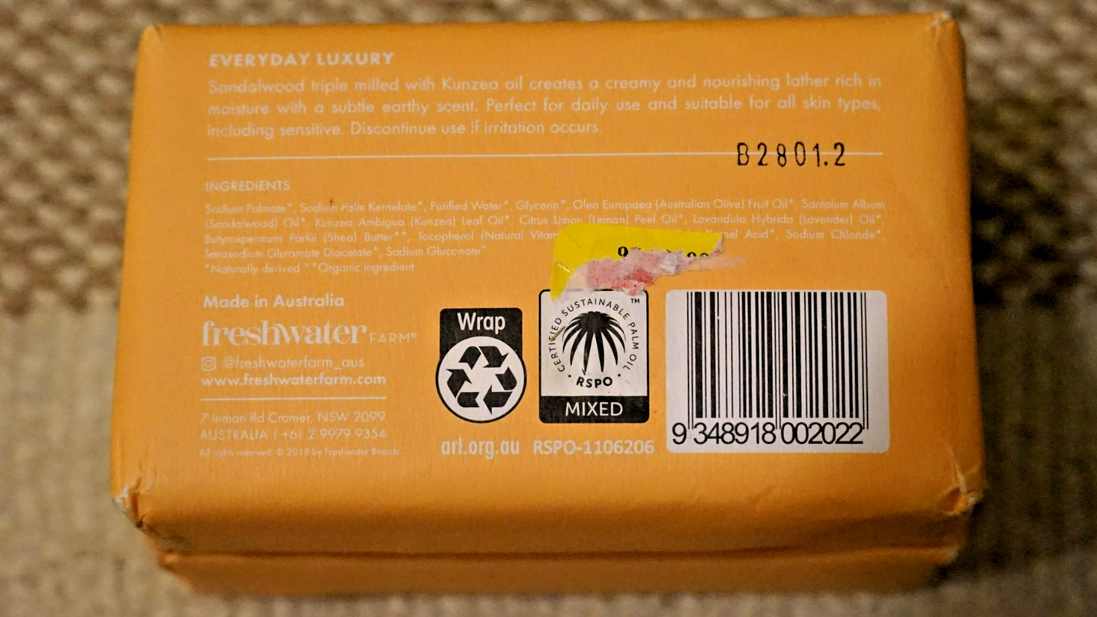 Freshwater Farm Australia Sandalwood & Kunzea Oil Soap Bars – Twin Pack