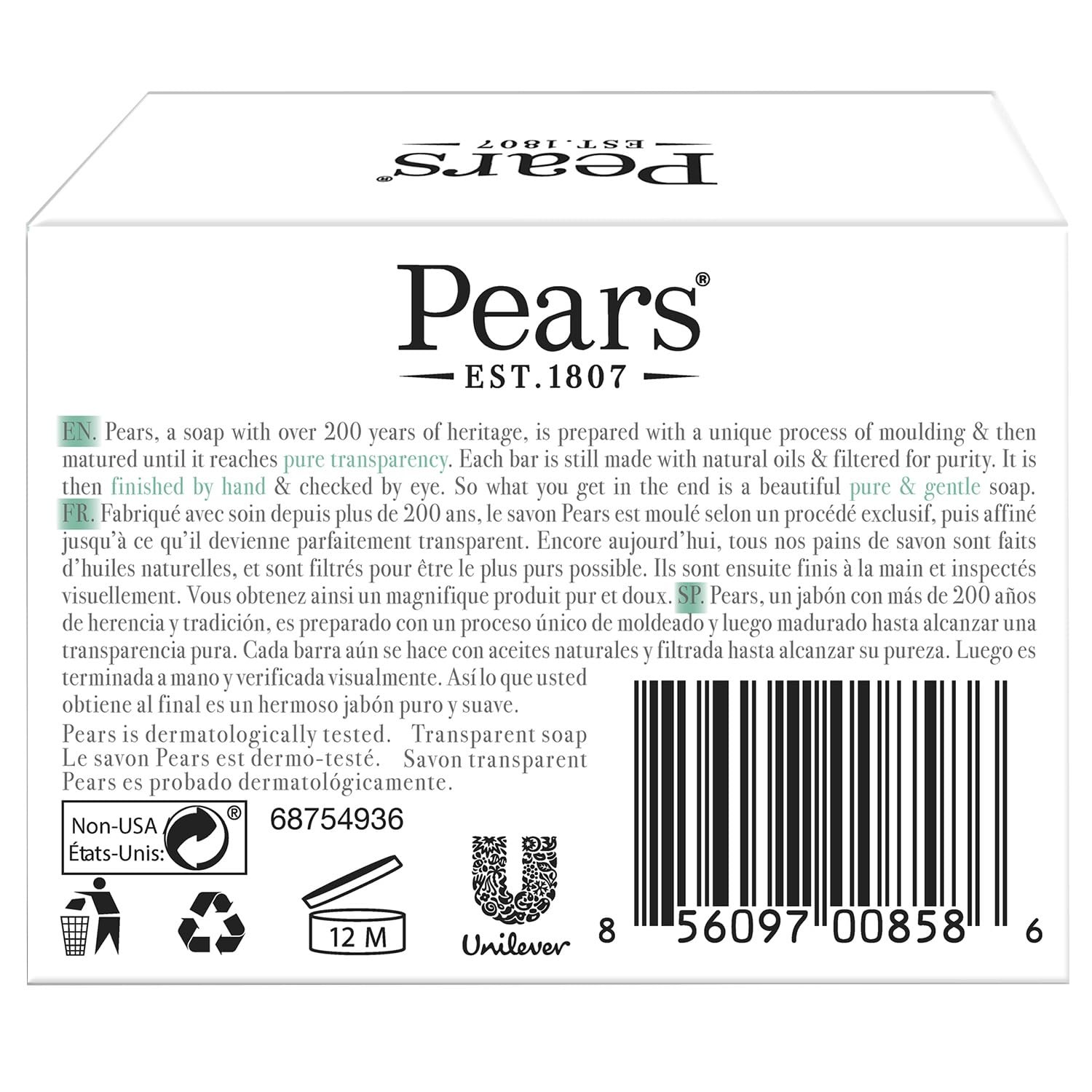 Soap, Pure & Gentle with Lemon Flower Extracts, 5-Pack – Transparent Green Gl…