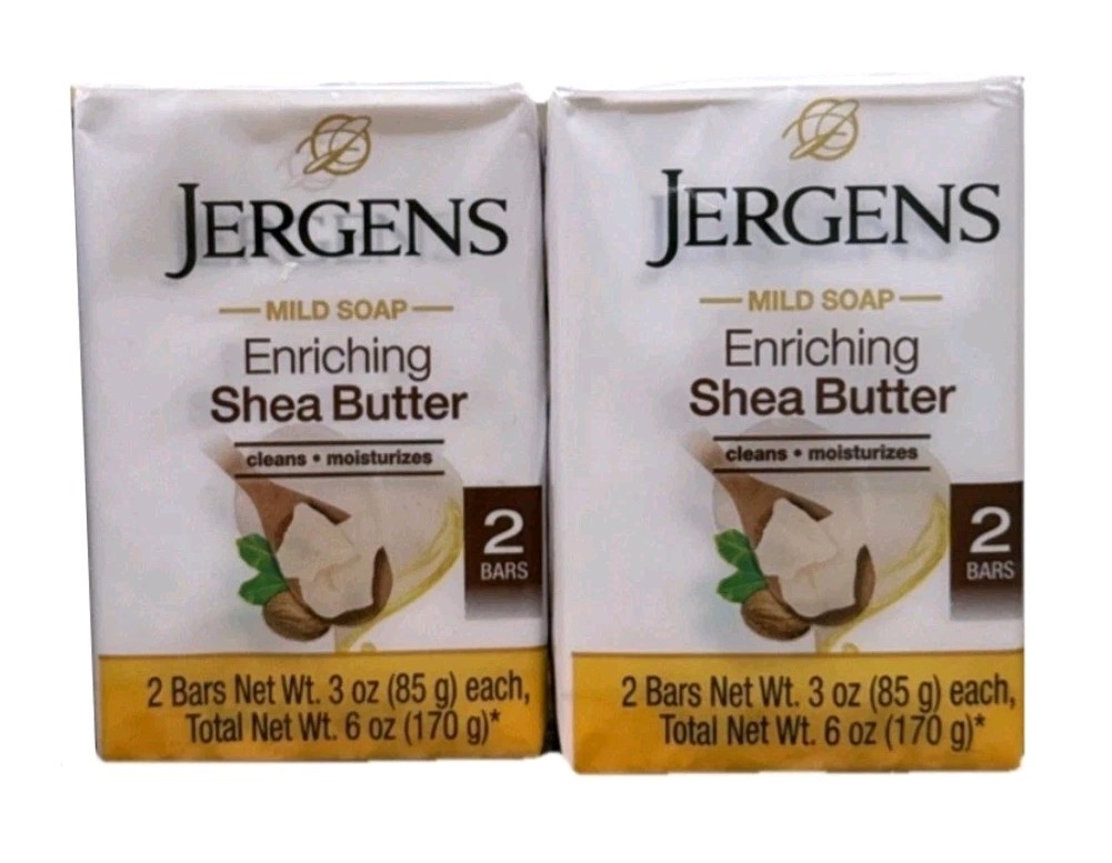 NEW! JERGENS (4-BARS) 3 Oz. (85 g) 🟡🫧 ●SHEA BUTTER● ~Enriched~ Mild Soap🫧.