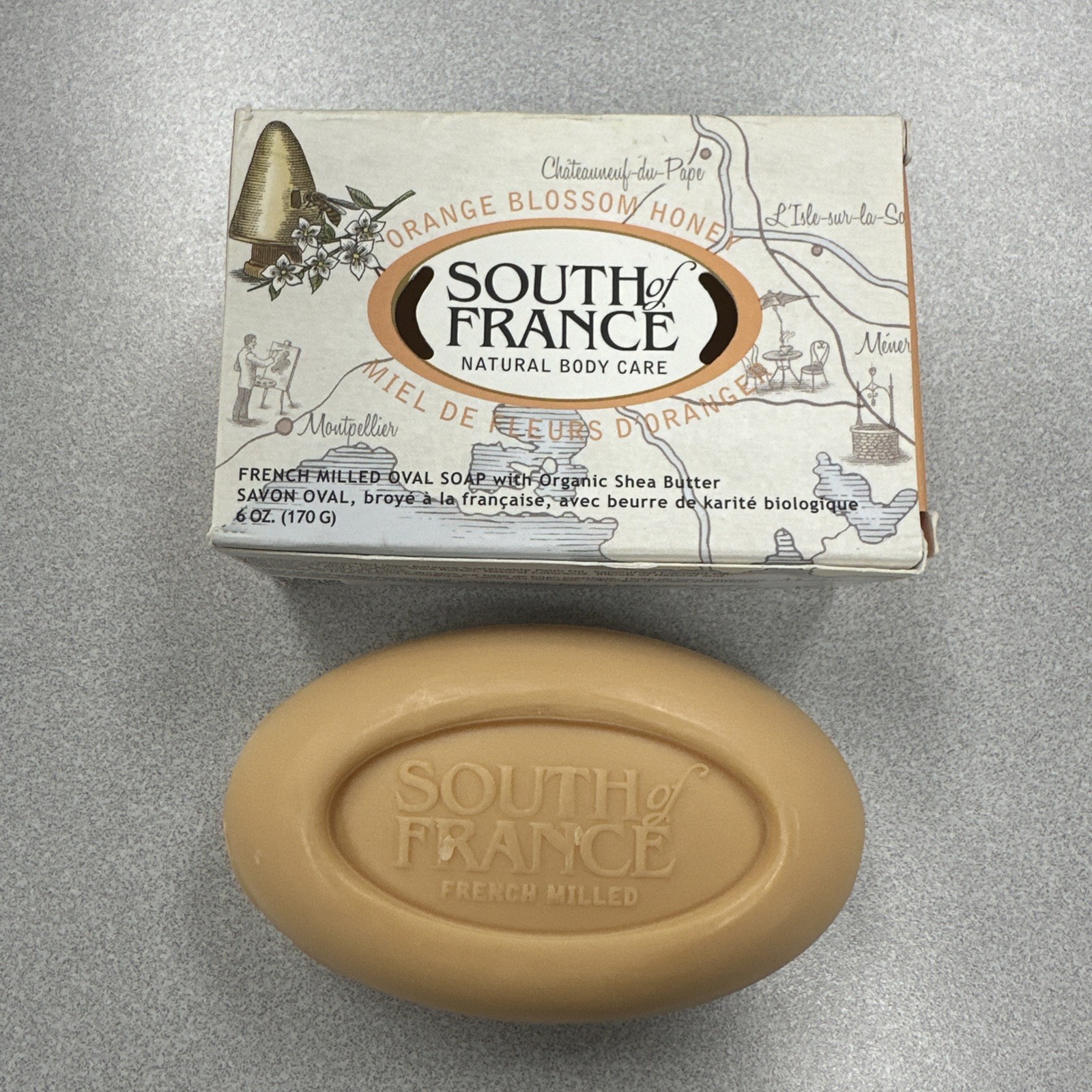 SOUTH OF FRANCE Orange Blossom Honey French Milled Oval Bar Soap 6 oz