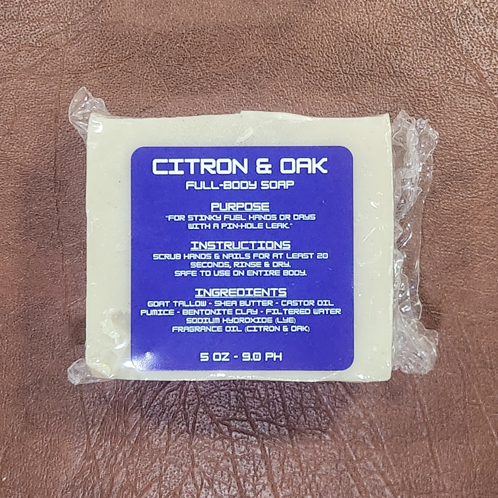 PLANE HANDS SOAP Co. Cold Processed Soap; Full-Body Soap; Citron & Oak
