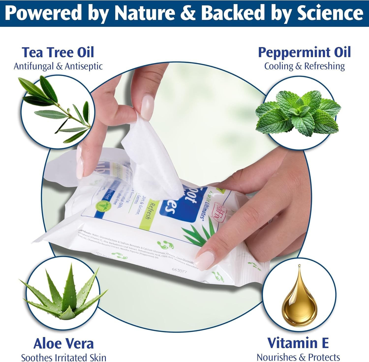 Tea Tree Ultimates Foot Wipes with Tea Tree Oil, Peppermint & Aloe