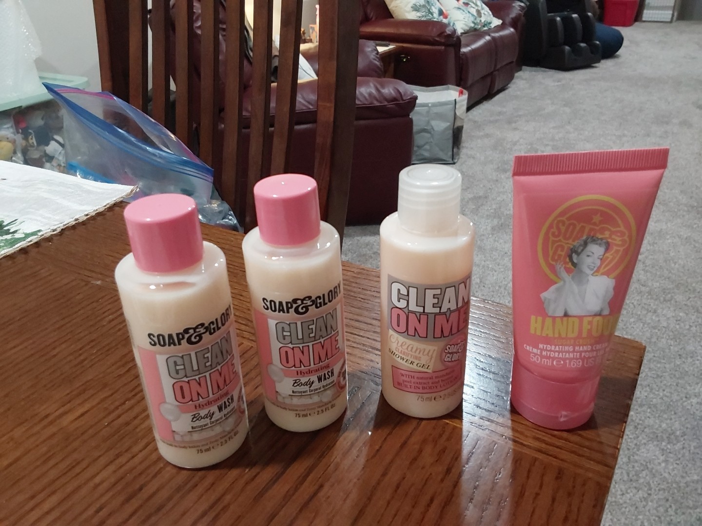 LOT/4 SOAP GLORY CLEAN ON ME/HAND FOOD TRAVEL SIZE NEW FREE SHIP!
