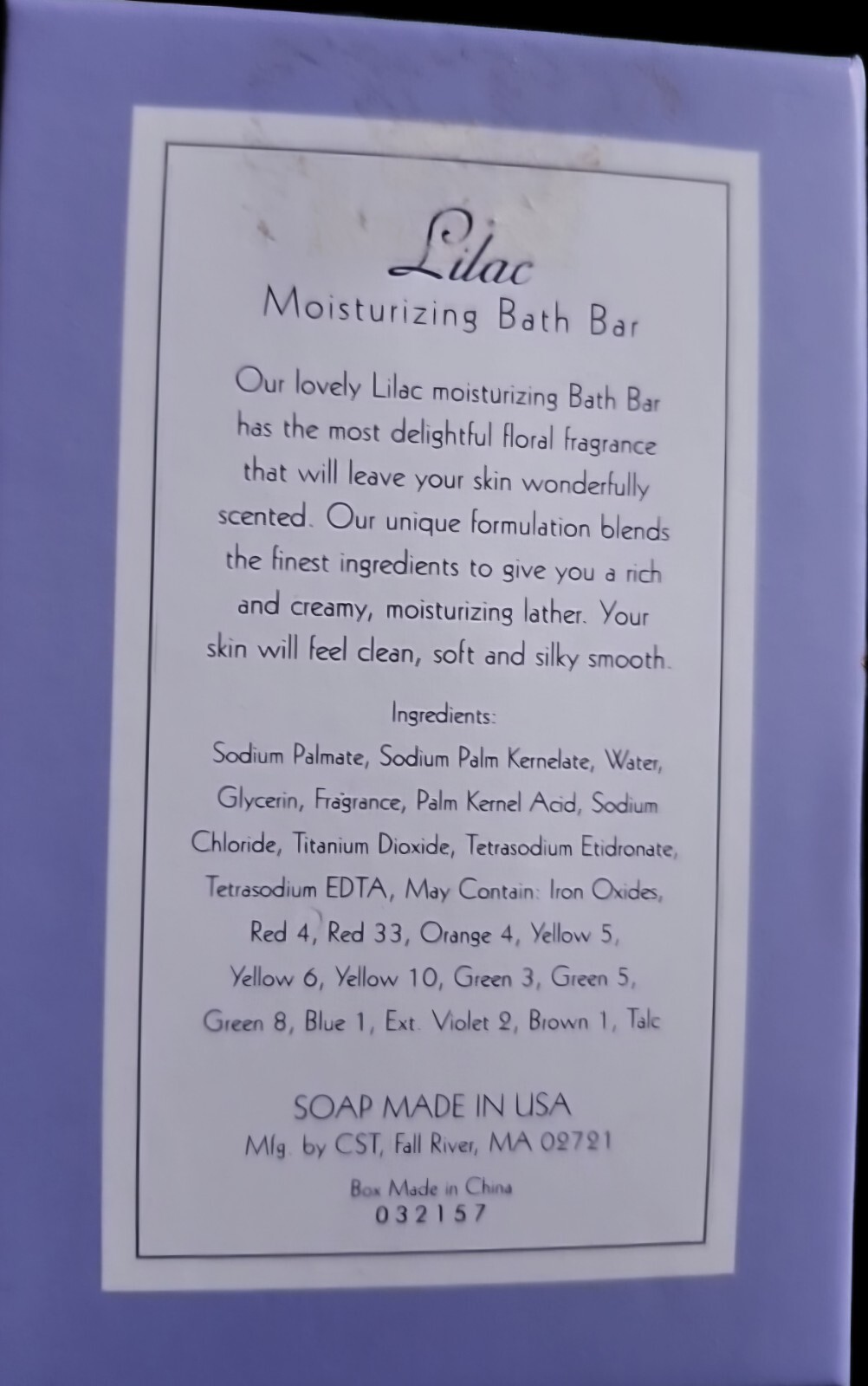 LILAC MOISTURIZING BATH BAR 12 OZ BEAUTIFUL GIFT BOX FREE SHIPPING USA MADE