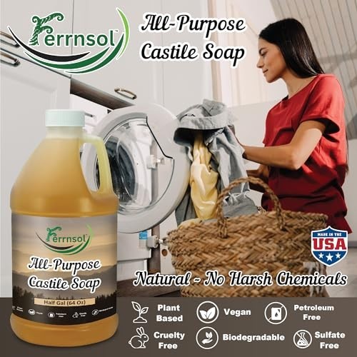 Unscented Castile Liquid Soap Refill 64oz – Natural Multi-Purpose, Non-Toxic