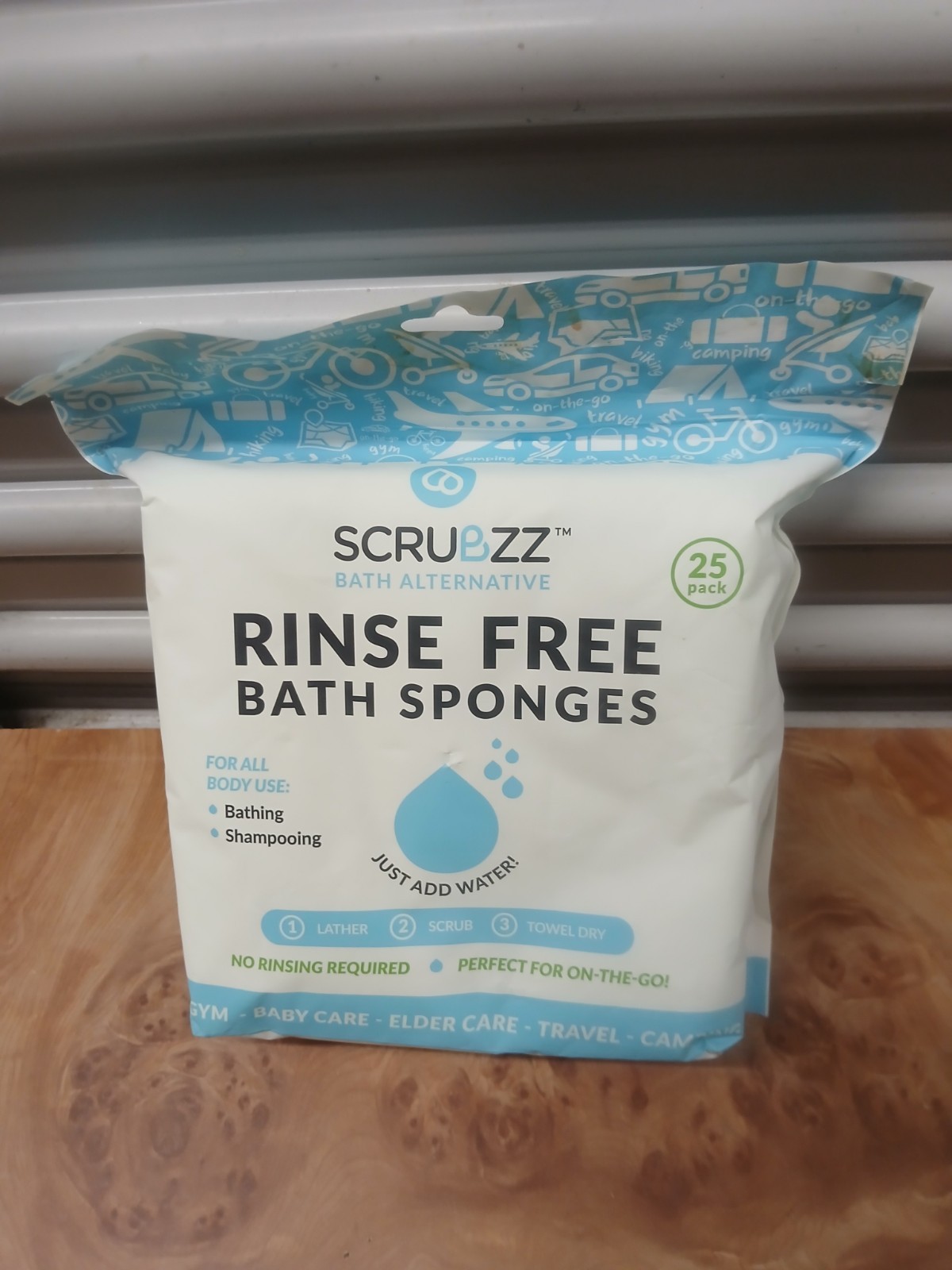 Scrubzz Disposable Rinse Free Bathing Wipes – 25 Pack All-in-1 Single Use Shower