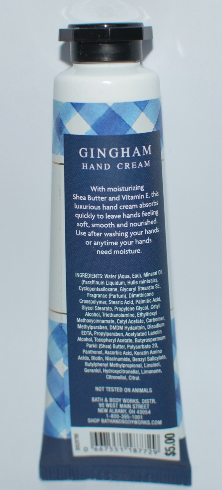 1 BATH & BODY WORKS BLUE GINGHAM HAND CREAM LOTION SHEA BUTTER TRAVEL SIZE 1 OZ