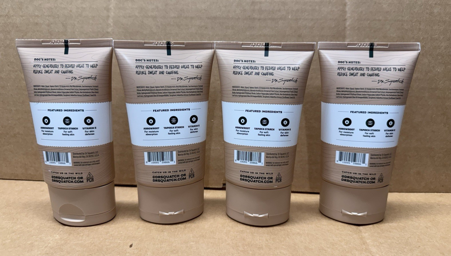 4 Pack: Dr. Squatch Men’s Natural Anti-Chafing Precision Deo 3.4 oz Unscented