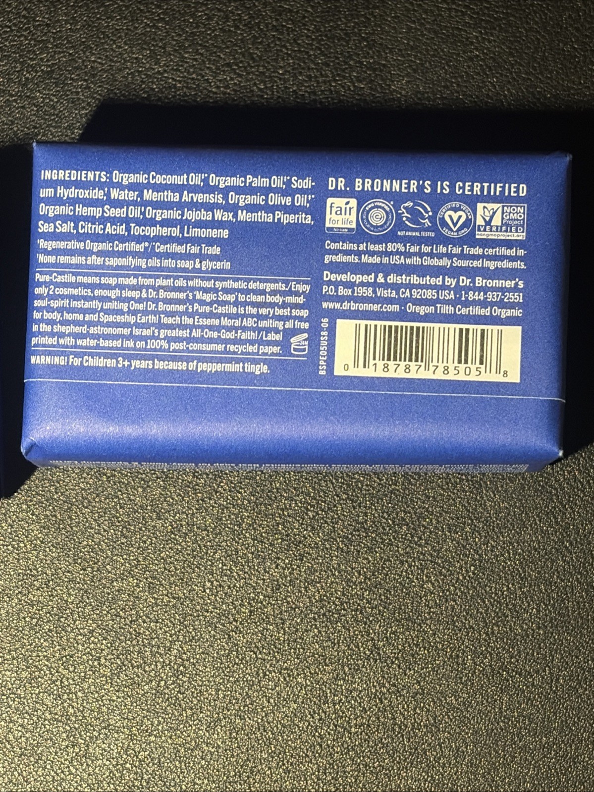 Dr. Bronner’s Peppermint Natural Magic Organic Bar Soap 5 Oz – Pack of 2