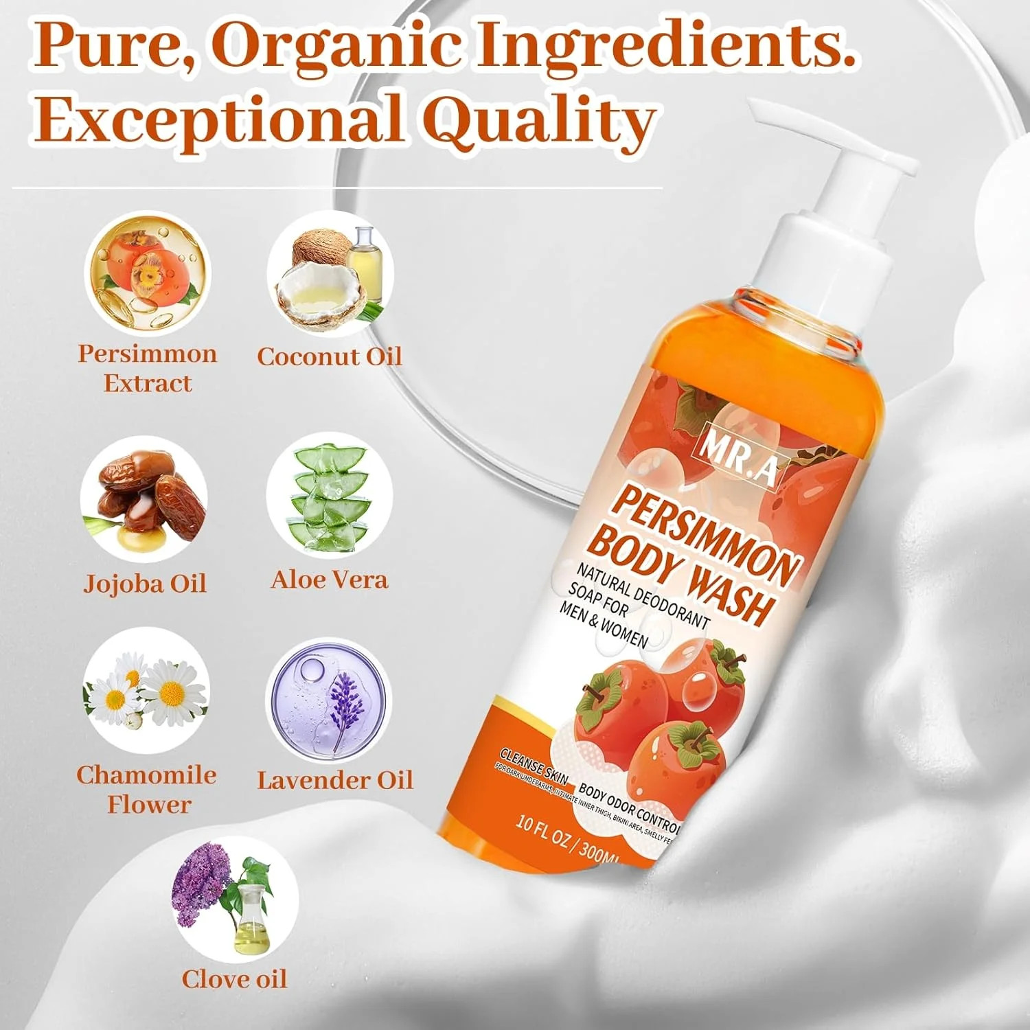 MR.A Persimmon Body Wash for Strong Body Odor, Liquid Persimmon Soap for Old Peo