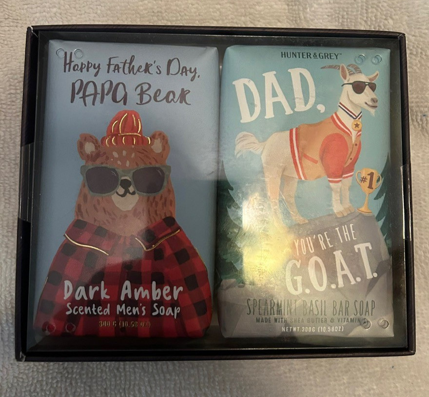 Hunter & Grey Men Bar Soap Giftset 2pcs Dark Amber & Spearmint Basil 10.58 Oz