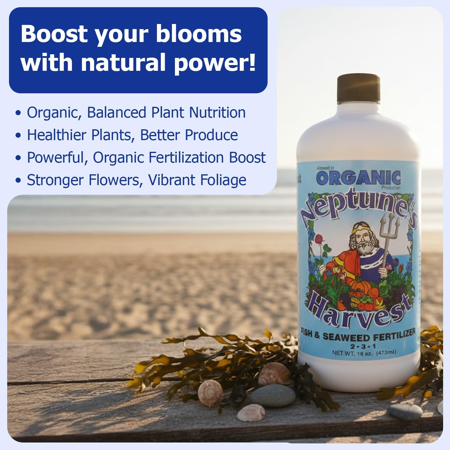 Neptune’s Harvest Fish & Seaweed Liquid Fertilizer (2-3-1) – 18oz Pint 18 oz