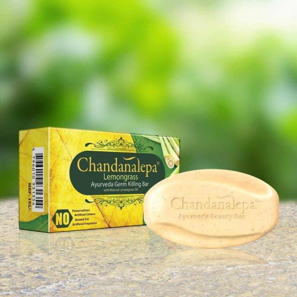 3 Packs (100gx3) Chandanalepa Lemongrass Best Ayurvedic Soap in Sri Lanka