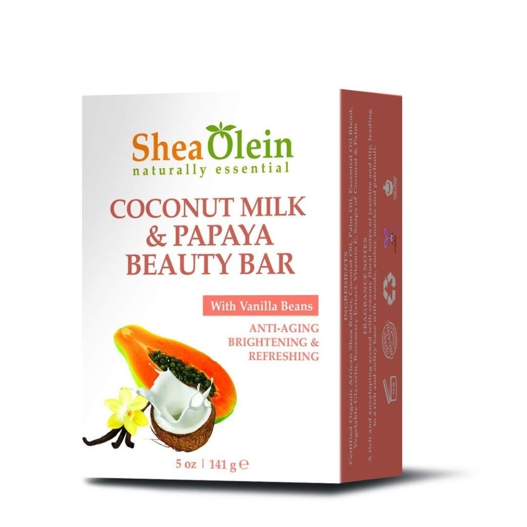 Shea Olein Coconut Milk Papaya Beauty Bar Soap 6 Pack 5oz Vanilla Brightening