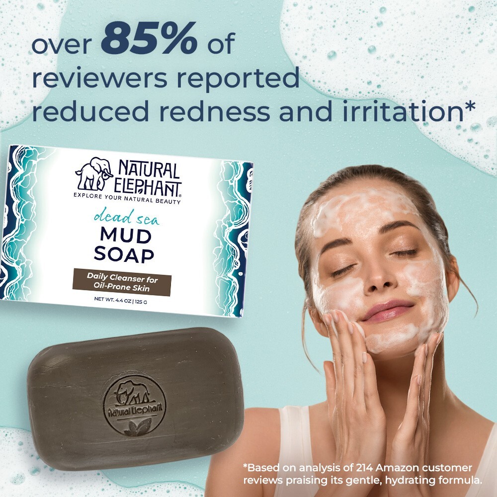 Natural Elephant Dead Sea Mud Soap 4.4 oz (125 g) for Acne, Eczema, Psoriasis