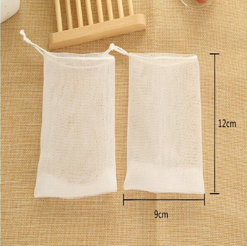 Mesh Soap Sack Saver Pouch Drawstring Holder Bags for Making Bubbles non-toxic