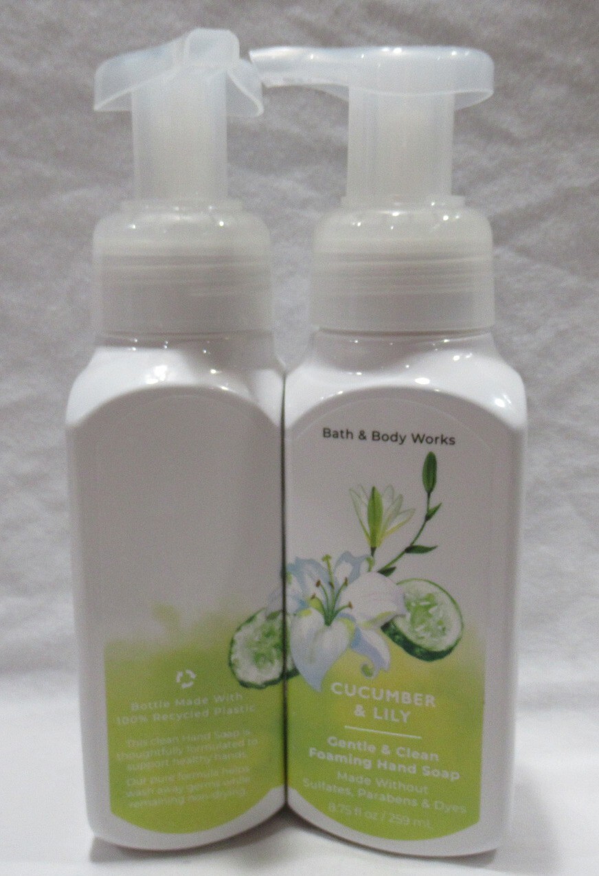 Bath & Body Works Foaming Hand Soap Lot Set of 2 GENTLE & CLEAN CUCUMBER & LILY