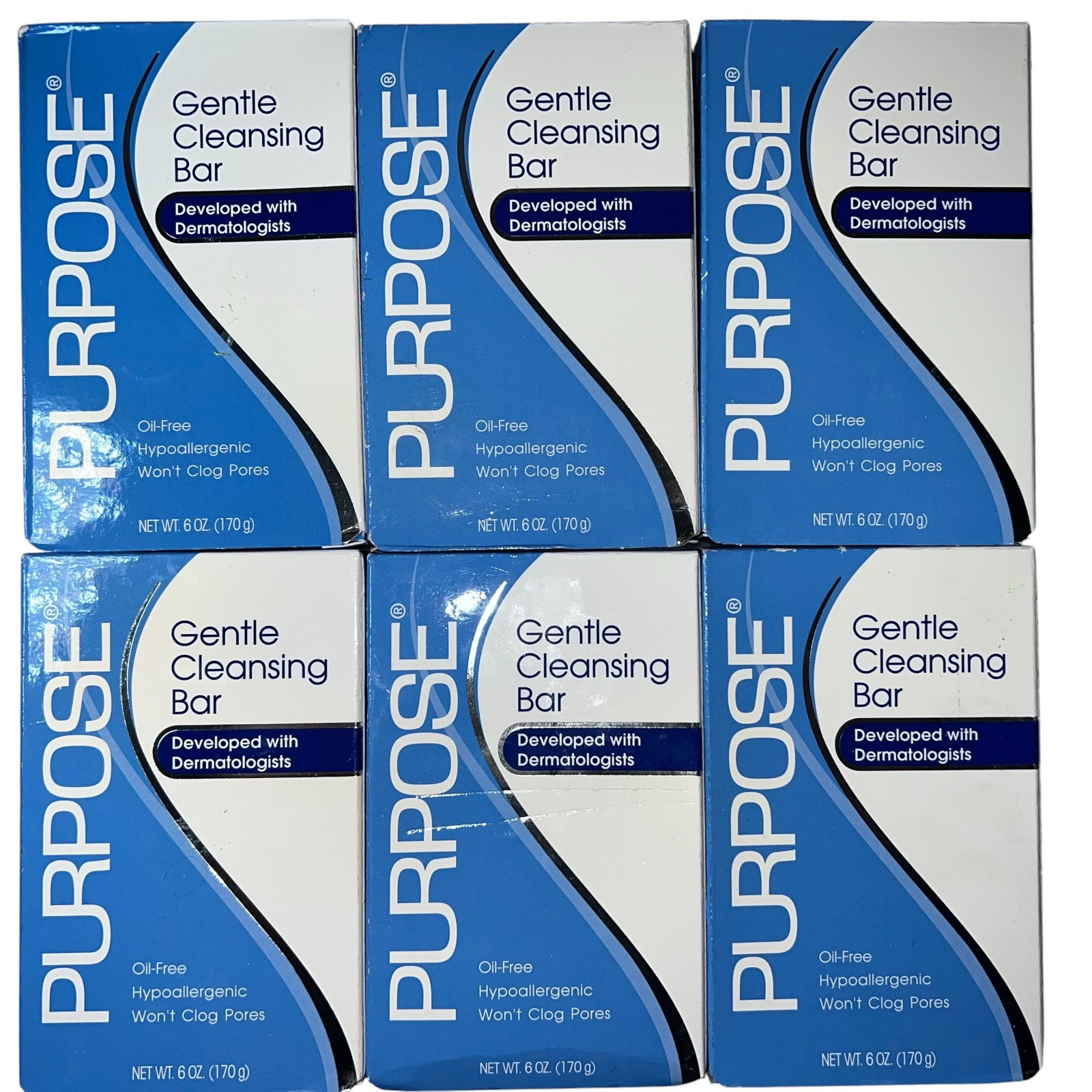 Purpose Gentle Cleansing Face Bar Soap Oil-Free Hypoallergenic 6oz 6Pk NEW