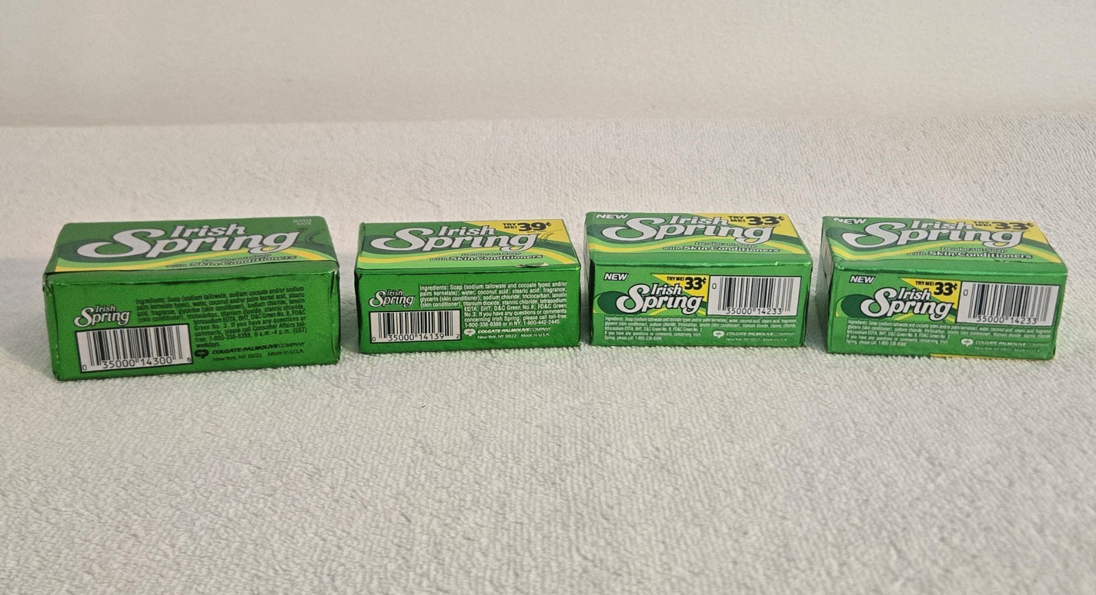 4 Bars of Vintage Irish Spring Deodorant Soap Classic Green Foil-Style Wrappers