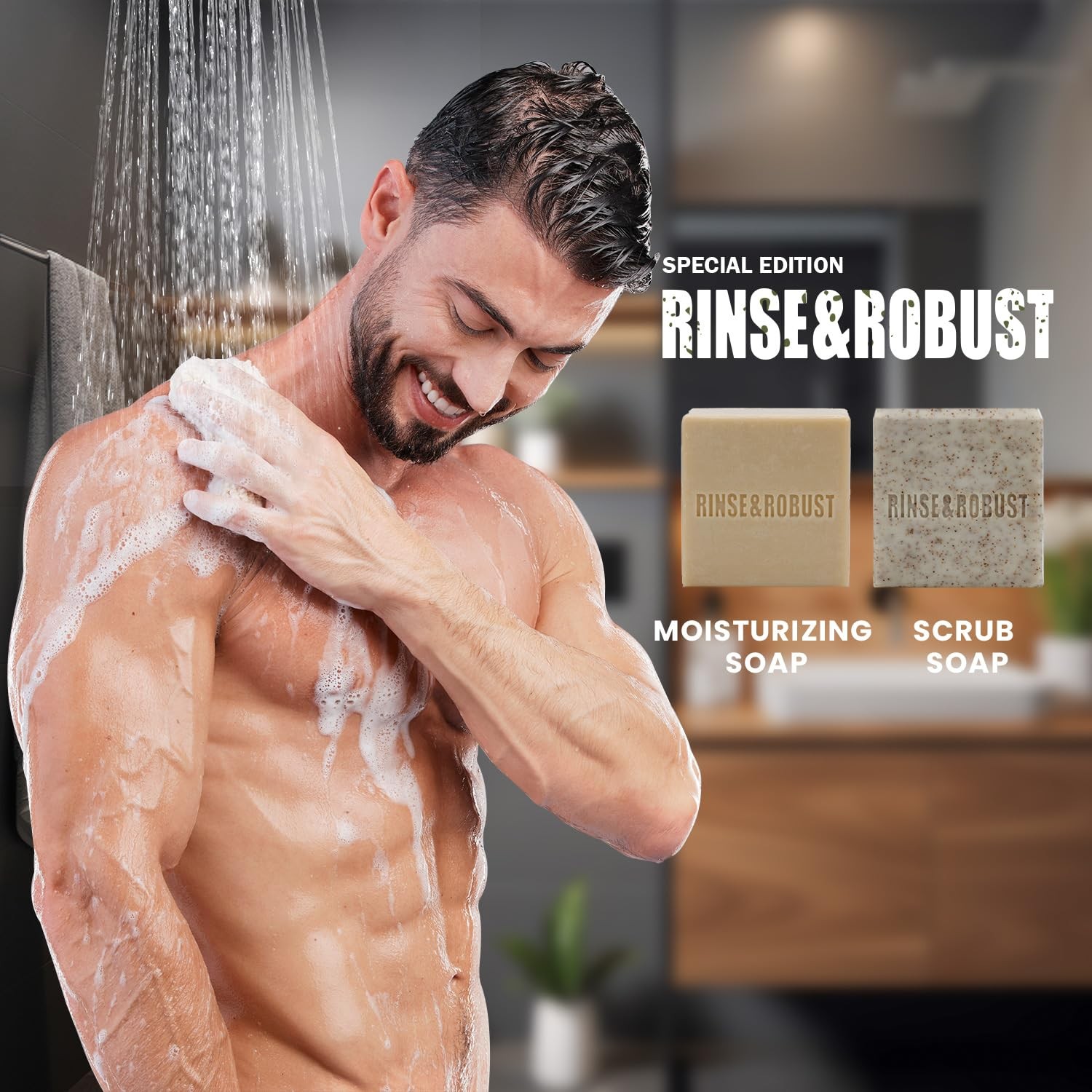 Rinse & Robust Mens Bar Soap Bath 3.5 Ounce (Pack of 3), Ounce(Pack 3)