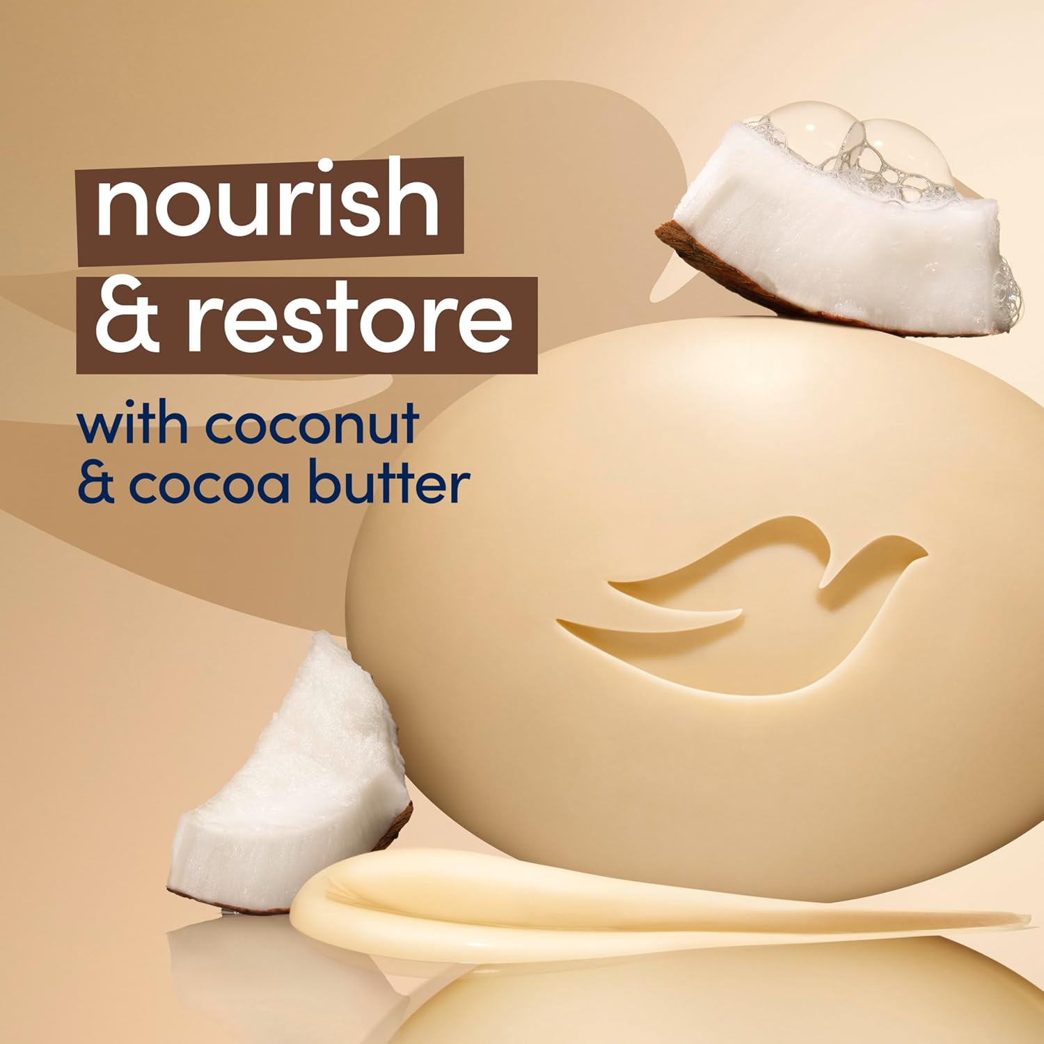 Dove Beauty Soap Restoring Coconut & Cocoa Butter 6 Count Restored Skin 3.75 Oz