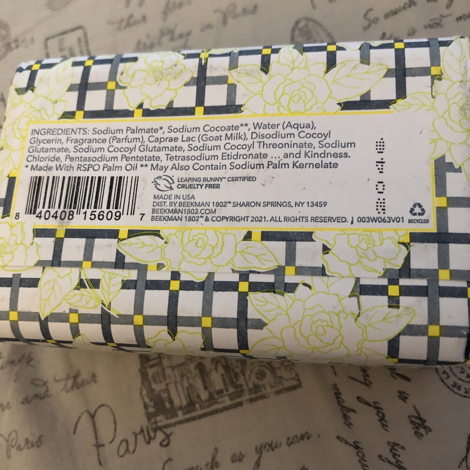 BEEKMAN 1802 Garden Of Gardenia Goat Milk Bar Soap 255g Jumbo Sealed NIB