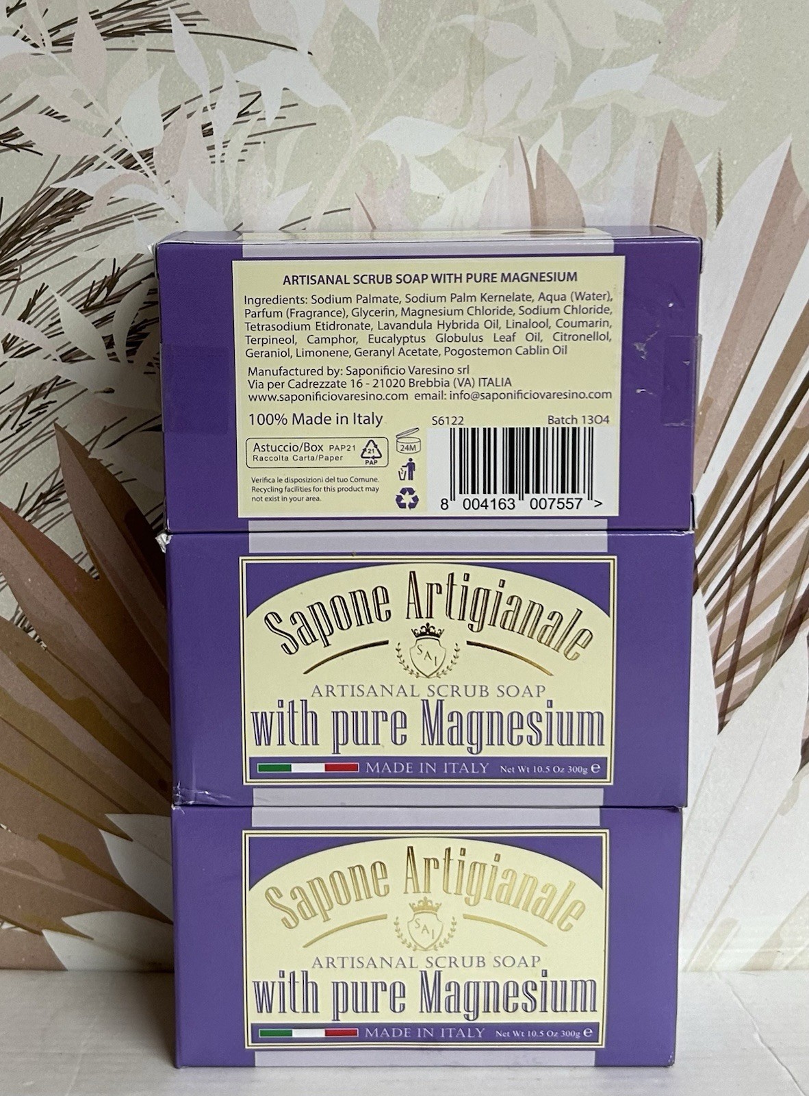 3-Pack Saponificio ~ Artisanal Scrub Bar Soap with Pure Magnesium 10.5 oz Each