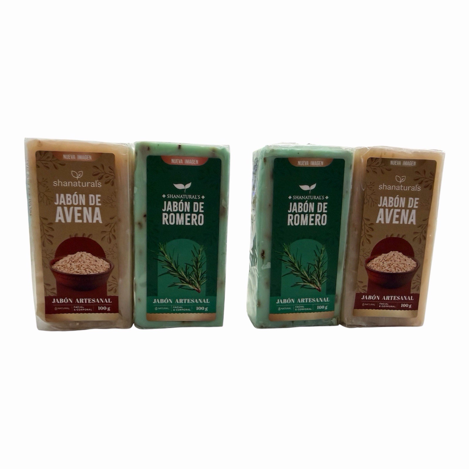 Shanatural’s Handmade Soap Bundle – Oatmeal & Rosemary Bars 100g Each (4 Pack)