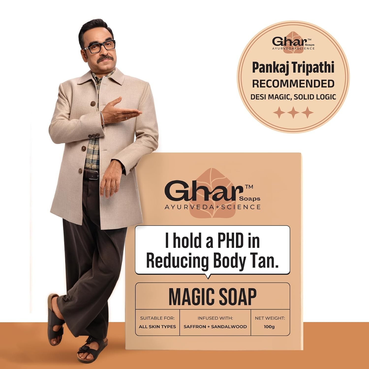 Ghar Soaps Sandalwood & Saffron Magic Soaps For Bath (300 Gms Pack Of 3)