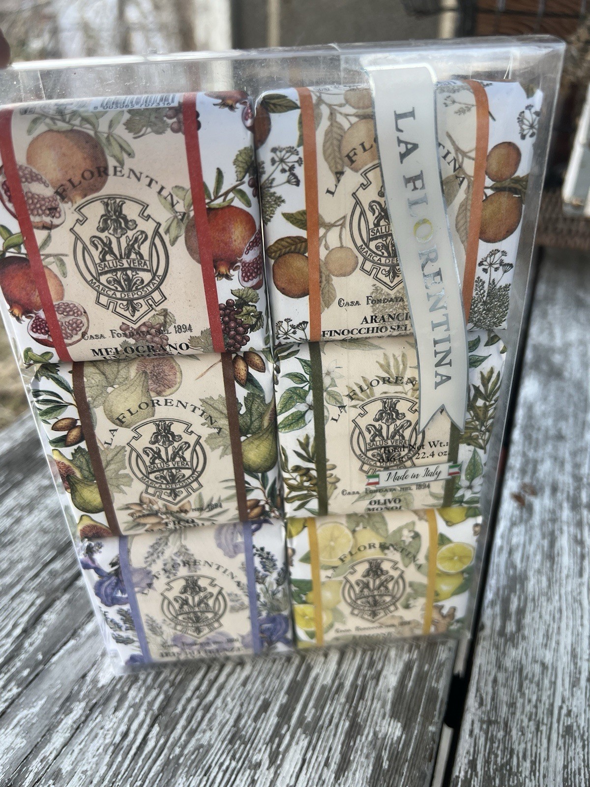 La Florentina Italian Luxury Bar Soap 6-Pack – Orange Fig Pomegranate Iris Lemon