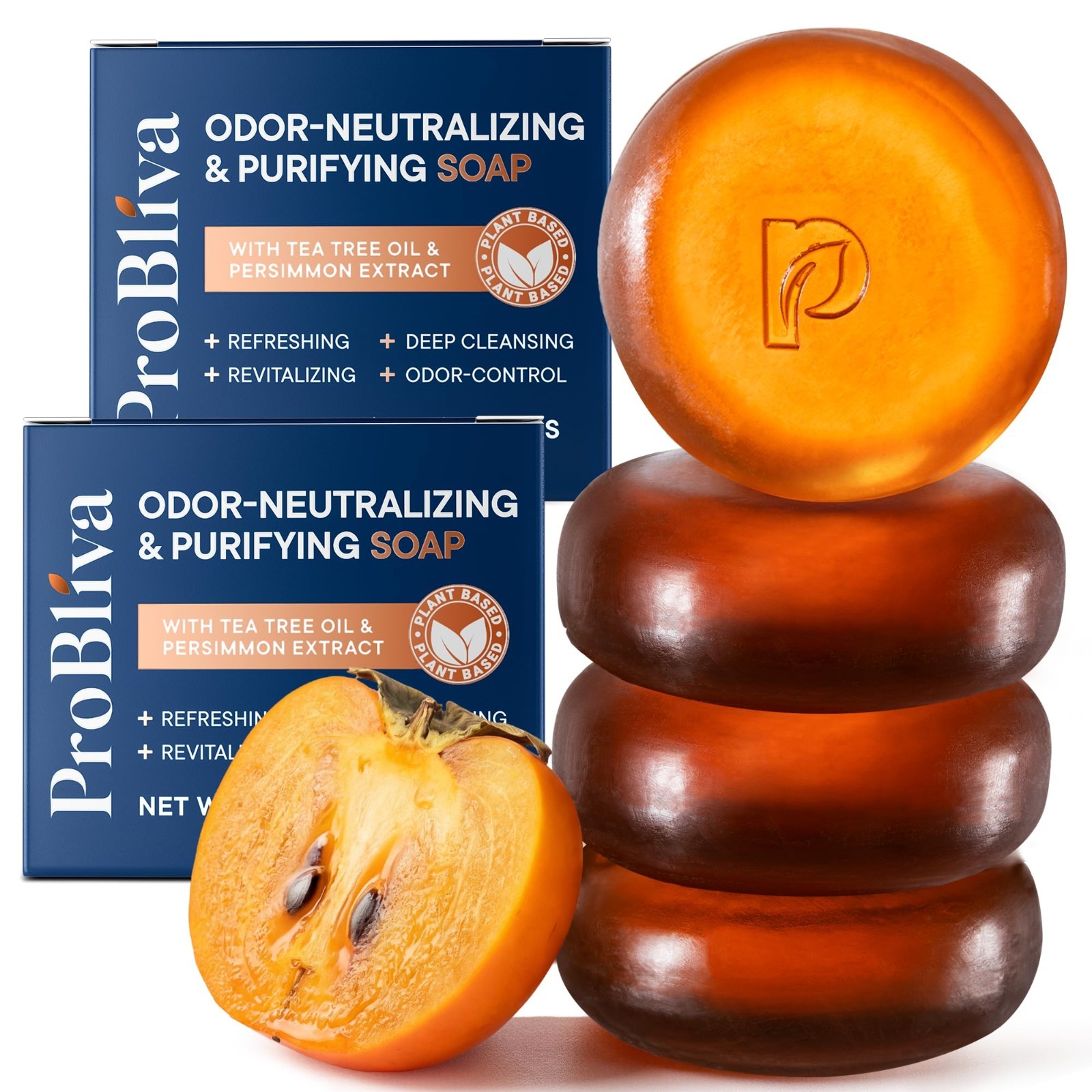 Persimmon Soap for Aging Odor – Purifying Tea Tree & Green Tea Bar – 2 Pack