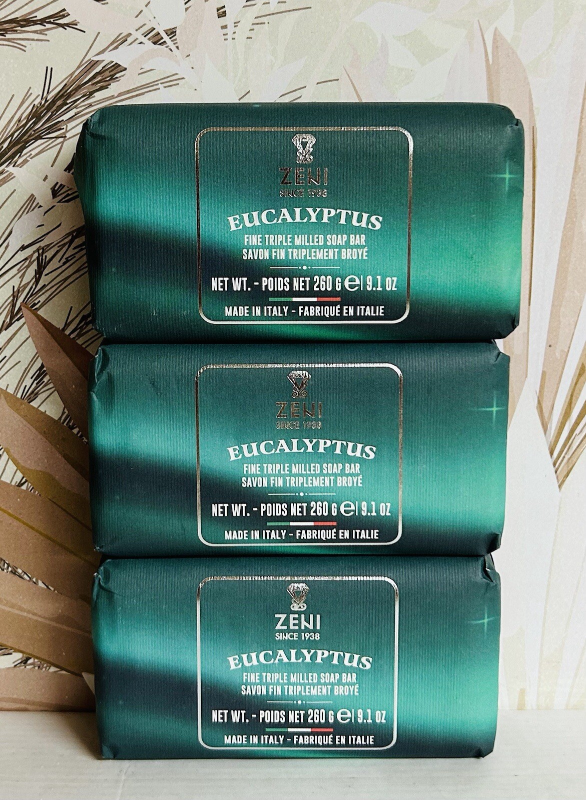 3-Pack Zeni ~ Eucalyptus Fine Triple Milled Bar Soap 9.1 oz Each