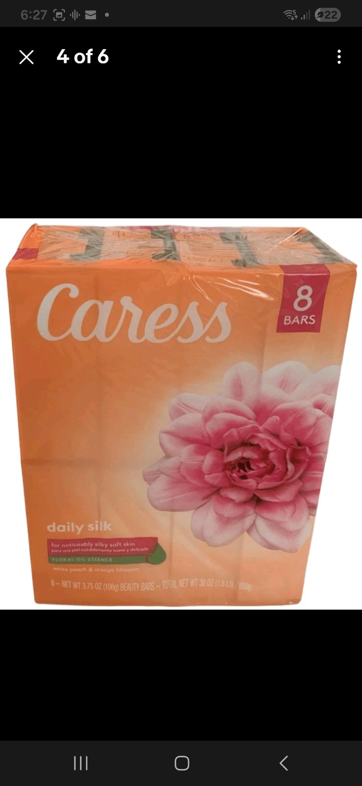 Case of Caress 8 pk Daily Silk Bar Soap White Peach and Orange Blossom
