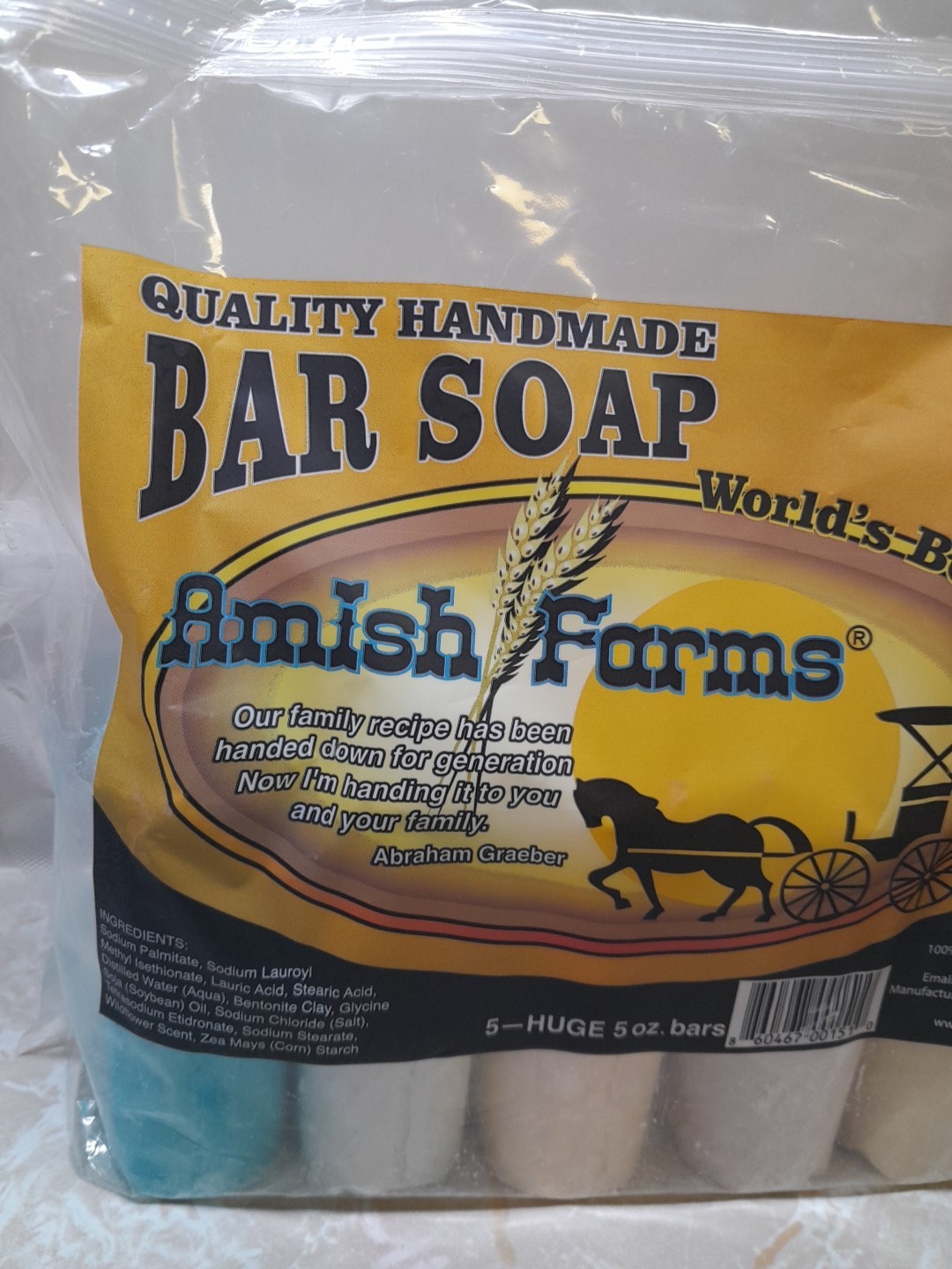 Amish Farm Bar Soap Pack Of 5 Huge Bars 5oz Each Soap Made In USA Scented