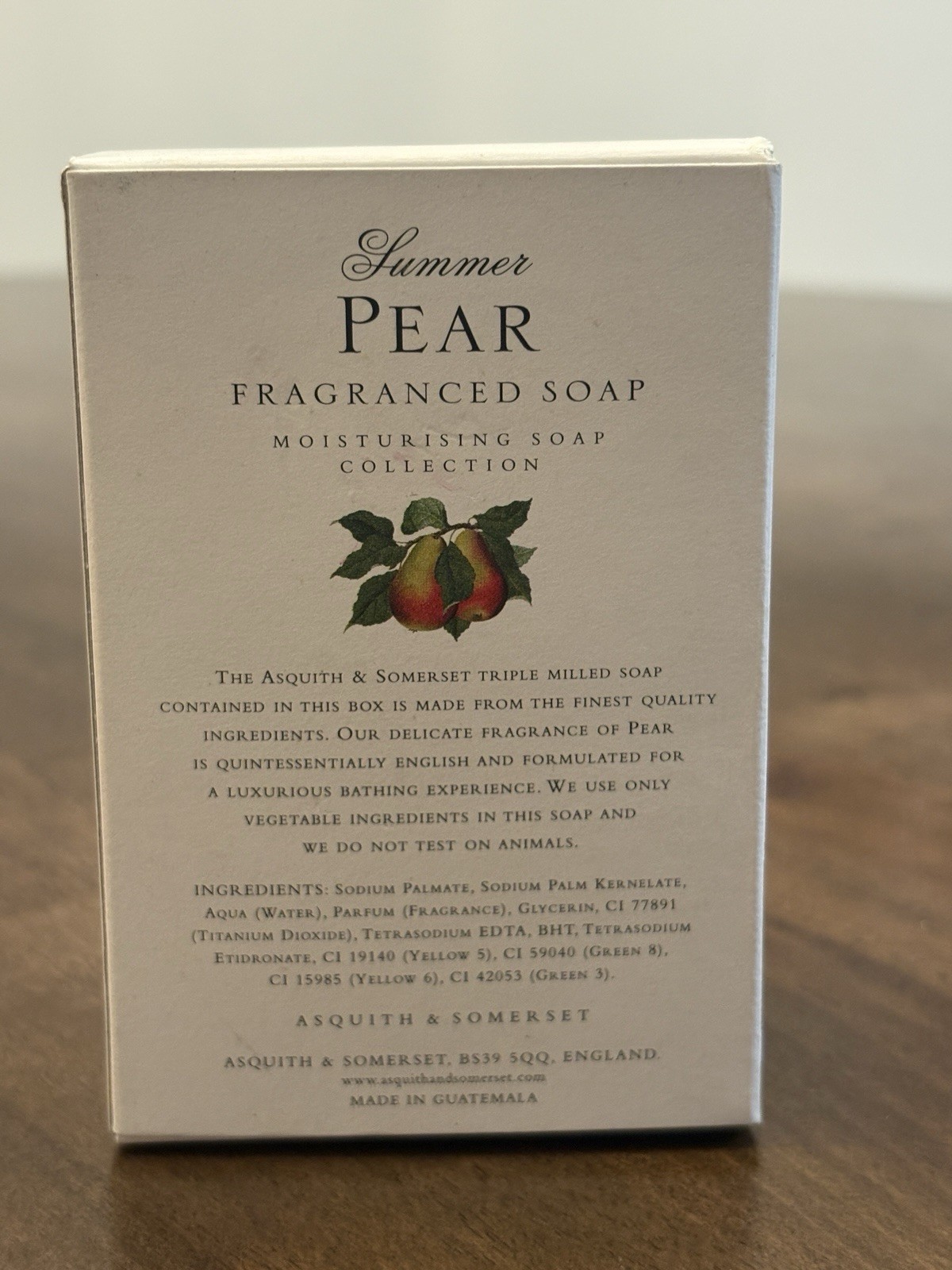 Asquith & Somerset Summer Pear Soap 5.3 oz Triple Milled NEW