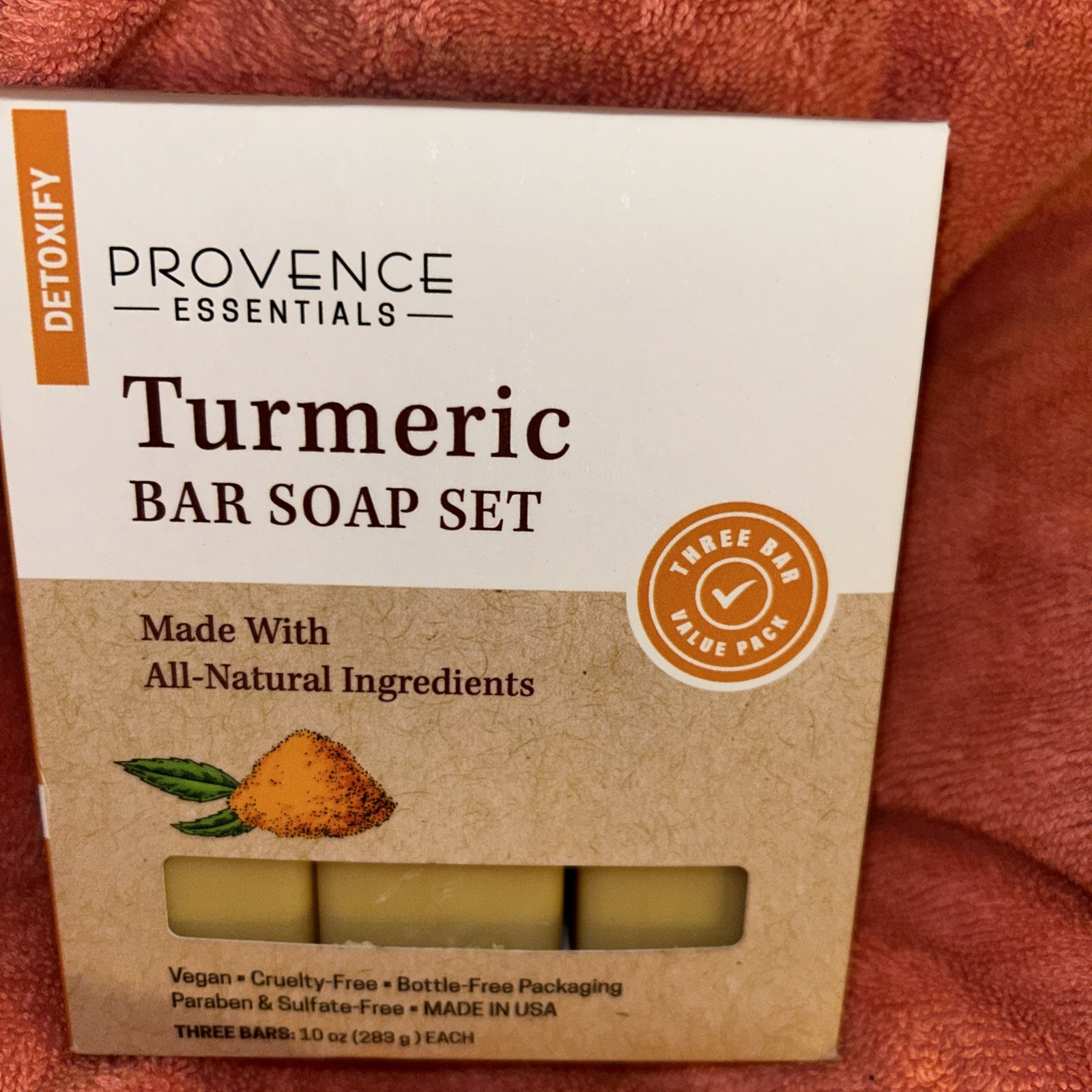 Provence Men Essential Turmeric Detoxifying Bar Soap Set | 3 x 10 oz Made in US