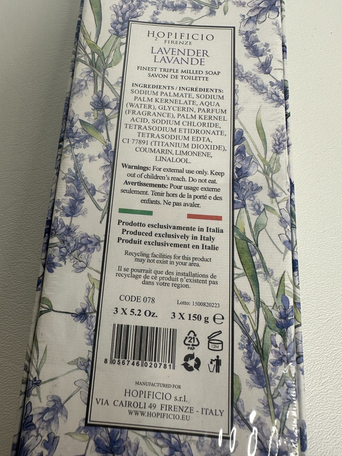 Hopificio | Finest Triple Milled Soap | Made in Italy | Box 3 Bars