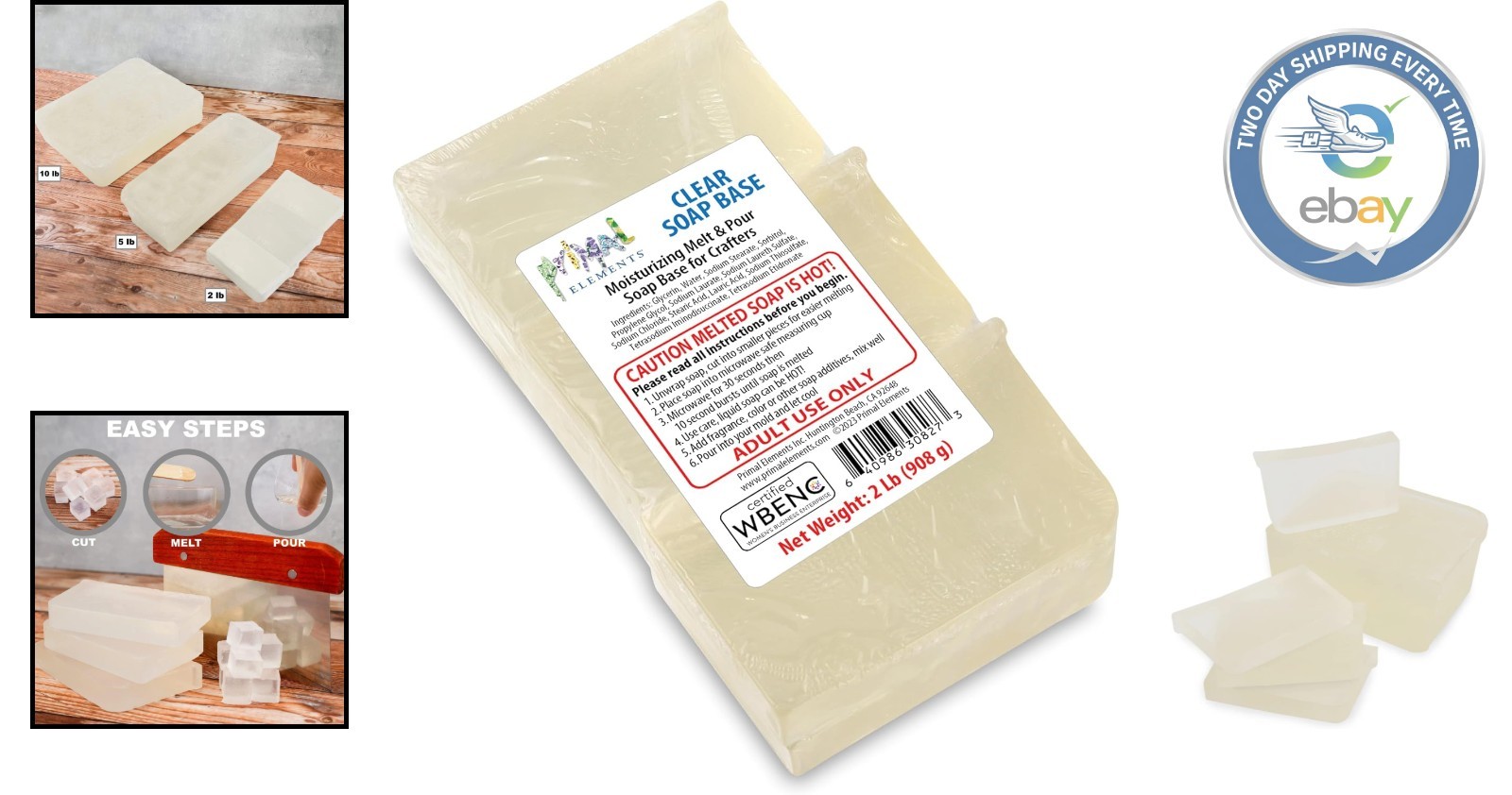 Moisturizing Clear Glycerin Soap Base – 2 lb for DIY Soap Making & Crafting