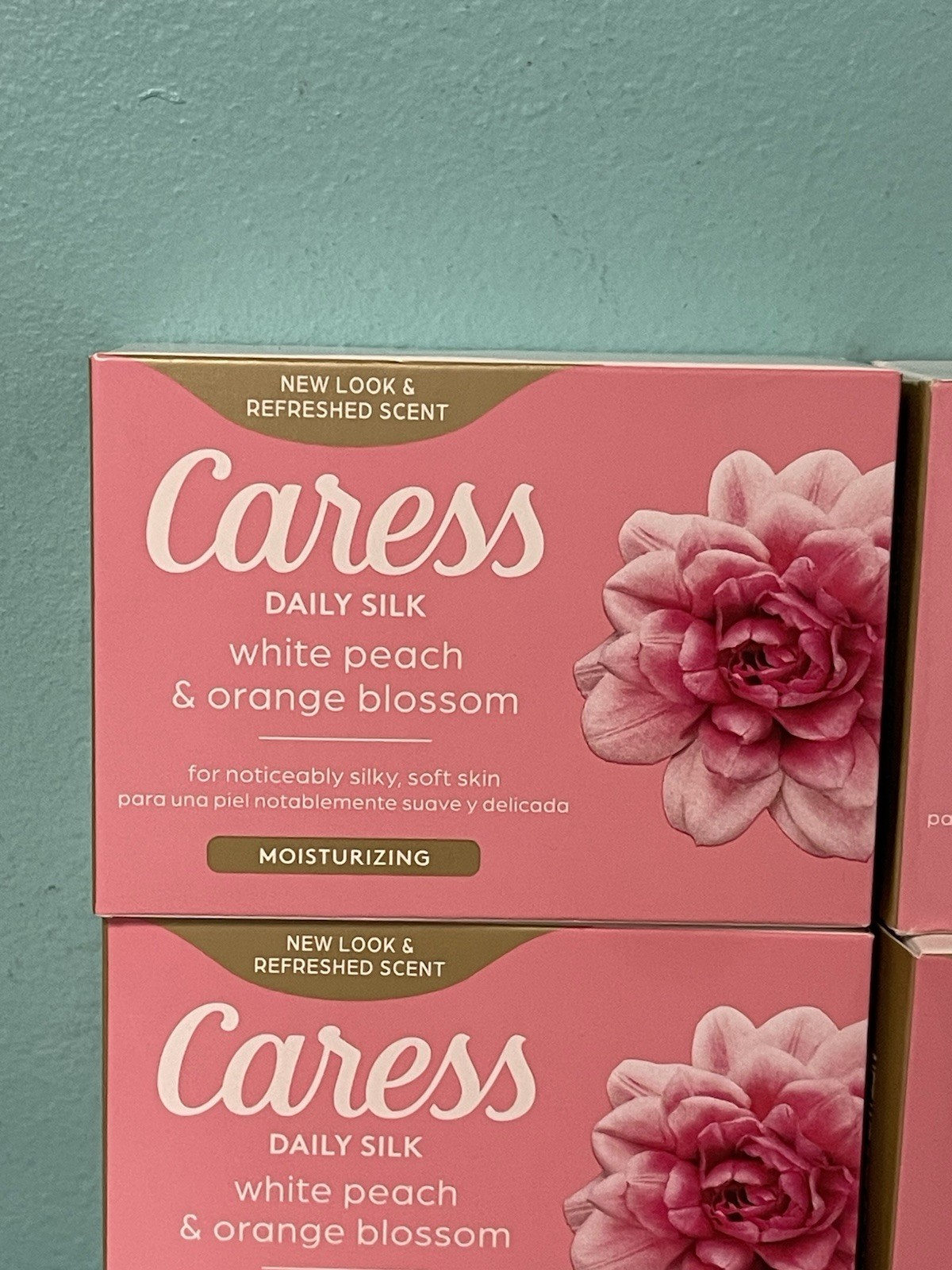 CARESS DAILY SILK BAR SOAP WHITE PEACH & ORANGE BLOSSOMS LOT OF 4 BARS 3.15 Oz